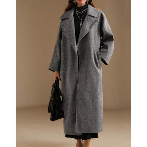 $116 Womens Long Oversized Coat Shein Anewsta Size S US 4 NEW Light Gray Lined - Picture 10 of 10
